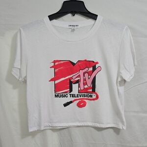 Suburban Riot Womens XL MTV White Graphic Crop Tee